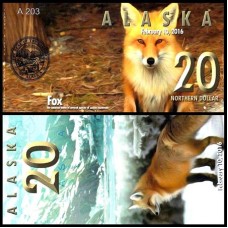 Alaska 20 Dollar 2016 Fe Raposa Fantasia