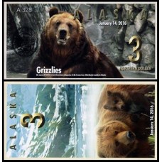 Alaska 3 Dollar 2016 Fe Urso Pardo Fantasia