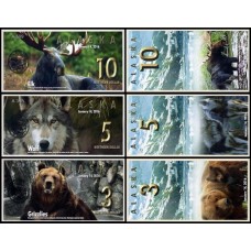 Alaska 3+5+10 Dollar 2016 Fe Set C/3 Cédulas Fantasia