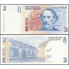 Argentina P-352a.8 Fe 2 Pesos ND (2014) Série M Bartolomé Mitre