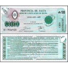 Argentina P-S2623c Fe 100 Australes 1991 Salta