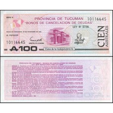 Argentina P-S2715a Fe 100 Australes 1991 Tucuman