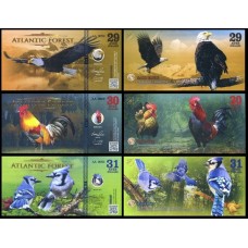 Atlantic Forest Floresta Atlântica 29+30+31 Aves 2017 Fe Set C/3 Cédulas Fantasia