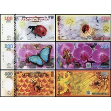 Atlantic Forest Floresta Atlântica 2016 100+200+500 Fe Set C/3 Cédulas Fantasia