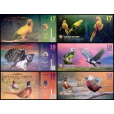 Atlantic Forest Floresta Atlântica 17+18+19 Aves 2016 Fe Set C/3 Cédulas Fantasia