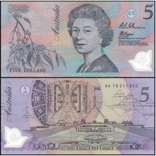 Austrália P-50a Fe 5 Dollars 1992 Polímero Rainha ♛