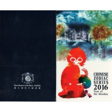 Austrália 2 Lunar Dollars 2016 Fe Ano do Macaco C/Folder Fantasia