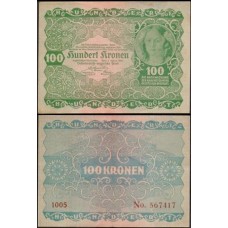 Áustria P-77 Sob 100 Kronen 1922 Áustria P-77 Sob 100 Kronen 1922
