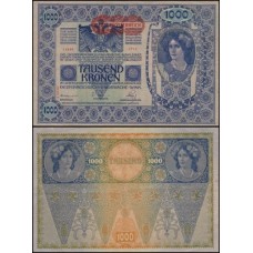 Áustria P-61.2 Fe 1.000 Kronen 1919 (Old 02/01/1902) Ocupação Alemã