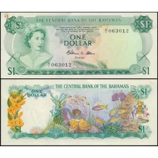 Bahamas P-35b S/Fe 1 Dollar L.1974 Rainha ♛