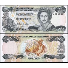 Bahamas P-42a Fe 1/2 Dollar L.1974 (1984) Rainha ♛