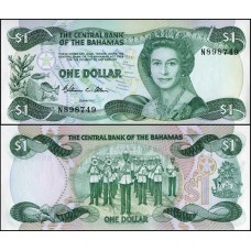 Bahamas P-43a S/Fe 1 Dollar L.1974 (1984) Rainha ♛