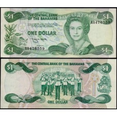 Bahamas P-43b Sob 1 Dollar L.1974 (1984) Rainha ♛