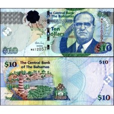 Bahamas P-73A Fe 10 Dollars 2009 Sir Stafford Sands