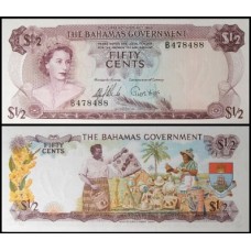 Bahamas P-17a Fe 1/2 Dollar L.1965 Rainha ♛