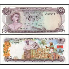 Bahamas P-26a Fe 1/2 Dollar L.1968 Rainha ♛