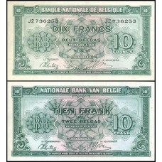 Belgium Bélgica P-122 Fe 10 Francs 2 Belgas 1943