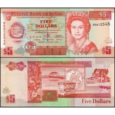 Belize P-58 Fe 5 Dollars 1996 Rainha ♛