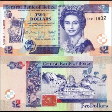 Belize P-66f Fe 2 Dollars 2017 Rainha ♛