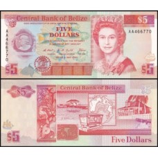 Belize P-53a Fe 5 Dollars 1990 Rainha ♛