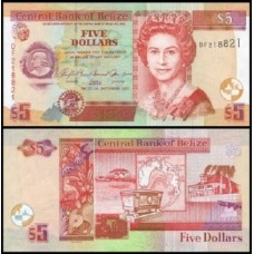 Belize P-67c Fe 5 Dollars 2007 Rainha ♛