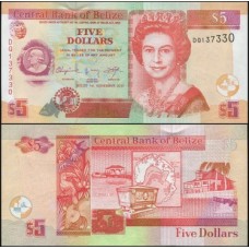 Belize P-67e Fe 5 Dollars 2011 Rainha ♛