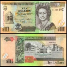 Belize P-68e Fe 10 Dollars 2016 Rainha ♛