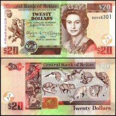 Belize P-69f Fe 20 Dollars 2017 Rainha ♛