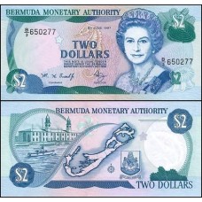 Bermuda P-40Ab Fe 2 Dollars 1997 Rainha ♛