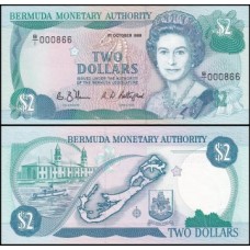 Bermuda P-34a Fe 2 Dollars 1988 Rainha ♛