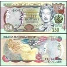 Bermuda P-56 Fe 50 Dollars 2003 Comemorativa 50 Anos da Coroação da Rainha ♛