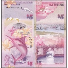 Bermuda P-58 Fe 5 Dollars 2009 Prefixo Cebola 
