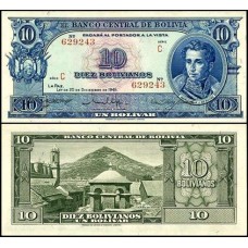 Bolívia P-139c S/Fe 10 Bolivianos L.1945