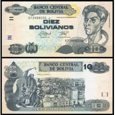 Bolívia P-243a.1 Fe 10 Bolivianos ND (2015) Série J Cecilio Guzmán