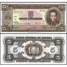 Bolívia P-138a.2 Fe 5 Bolivianos L.1945