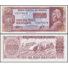 Bolívia P-171a.2 Fe 100.000 Pesos Bolivianos D.1984