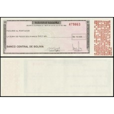 Bolívia P-173a Fe 10.000 Pesos Bolivianos D.1982