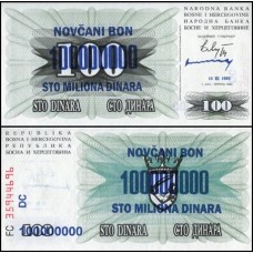 Bosnia-Herzegovina P-37 Fe 100.000.000 Dinara 1993 (1992)