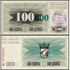 Bosnia-Herzegovina P-56a Fe 100.000 Dinara 1993
