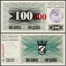 Bosnia-Herzegovina P-56b Fe 100.000 Dinara 1993