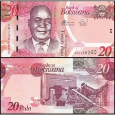 Botswana Botsuana P-31g Fe 20 Pula 2019 Reverendo Motsete
