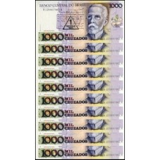 Brasil C-198 Fe 1 Cruzado Novo 1989 Machado de Assis Lote C/10 Cédulas