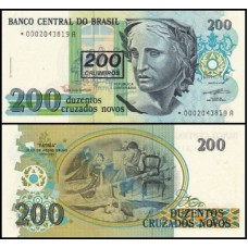 Brasil C-212a Fe 200 Cruzeiros 1990 Efígie da República - Reposição *0002
