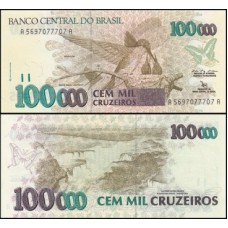 Brasil C-227 Fe 100.000 Cruzeiros 1992 Beija-Flor