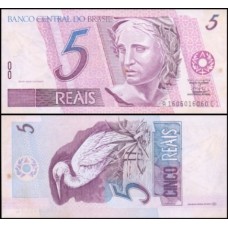 Brasil C-271 S/Fe 5 Reais 1997 Efígie da República