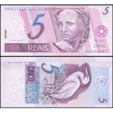 Brasil C-272 Fe 5 Reais 1999 Efígie da República 1ª Série, numeracão baixa 