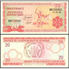 Burundi P-27b Fe 20 Francs 1989