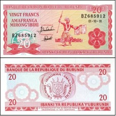 Burundi P-27c.1 Fe 20 Francs 1991