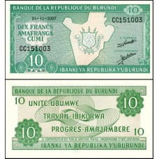 Burundi P-33e.2 Fe 10 Francs 2007 Burundi P-33e.2 Fe 10 Francs 2007