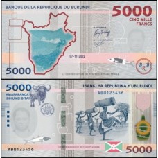 Burundi P-55a Fe 5.000 Francs 2022/2023 Híbrida